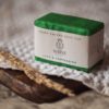 Heart Chakra Soap, wrapped on cream waffle fabric with dried ear of grass | Shine Body & Bath