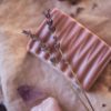 Third Eye Chakra Soap, unwrapped on cream and purple linen with lavender | Shine Body & Bath
