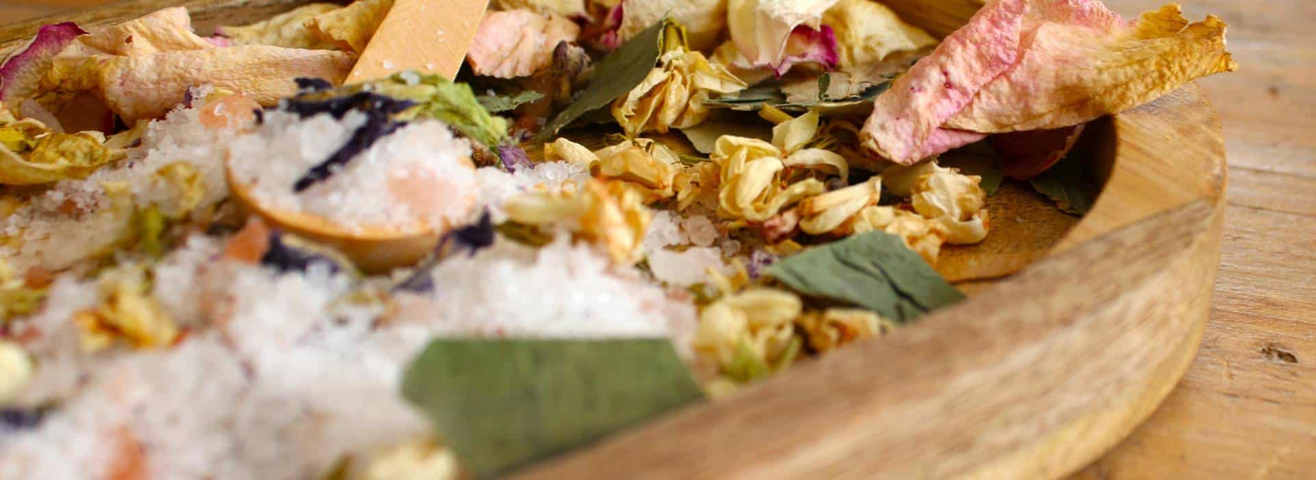 Loose salts and petals | Homepage banner | Shine Body & Bath