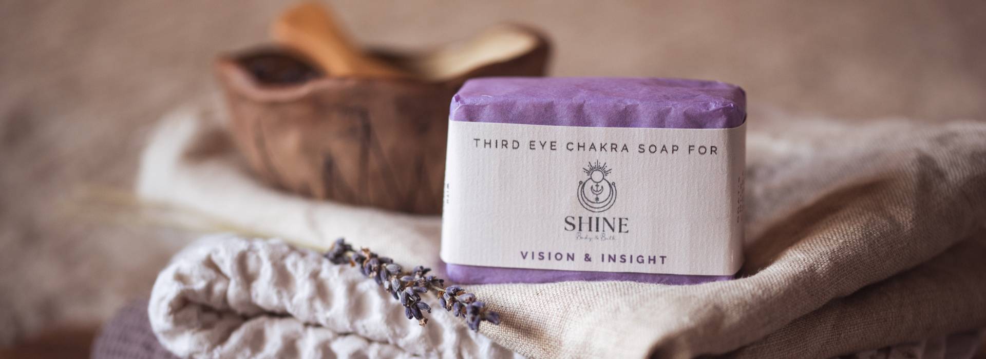 Third Eye Chakra Soap, wrapped | Homepage banner | Shine Body & Bath