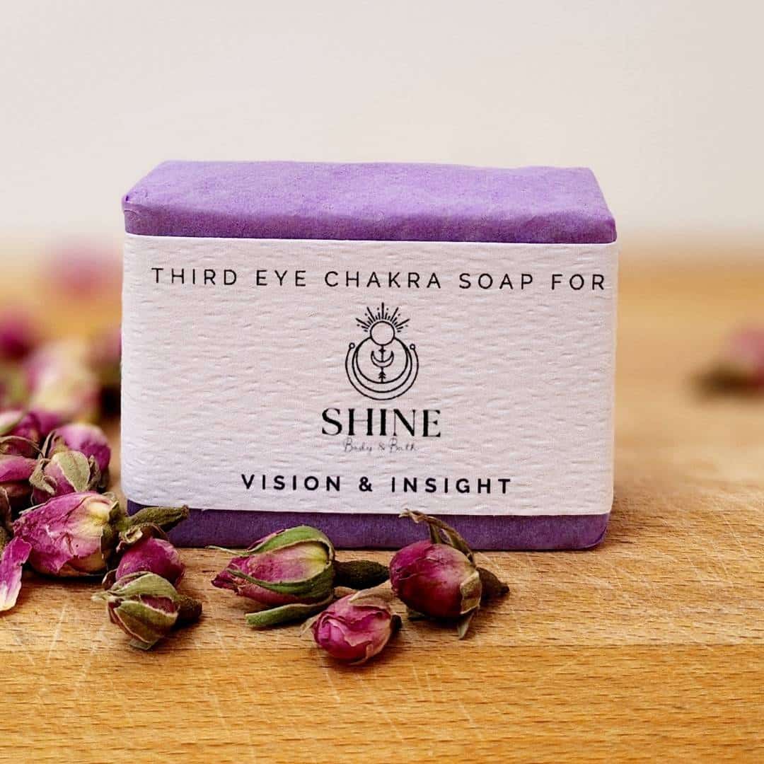 Third Eye Chakra Soap wrapped feature image | Shine Body & Bath