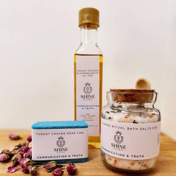 Throat Chakra Blooming Bath Oil, Ritual Bath Salts & Soap gallery image | Shine Body & Bath