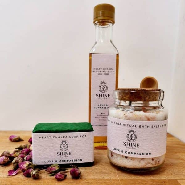 Heart Chakra Blooming Bath Oil, Ritual Bath Salts & Soap gallery image | Shine Body & Bath