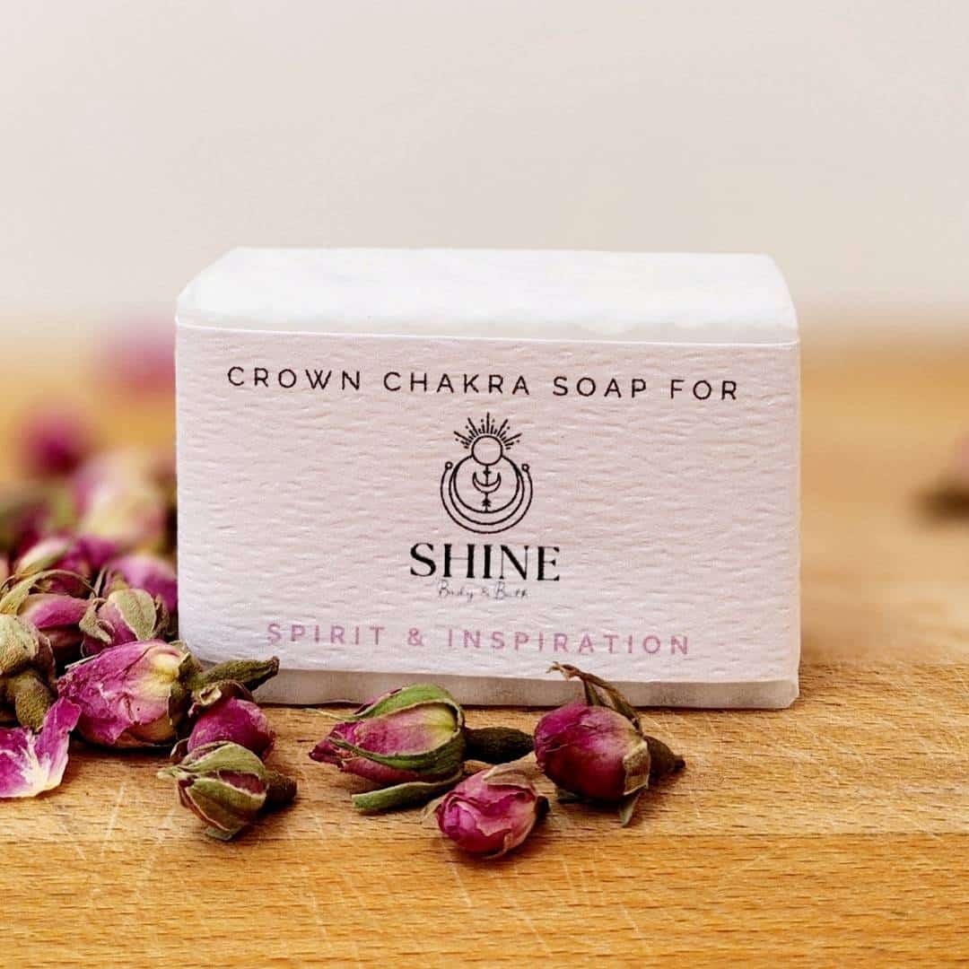 Crown Chakra Soap wrapped feature image | Shine Body & Bath