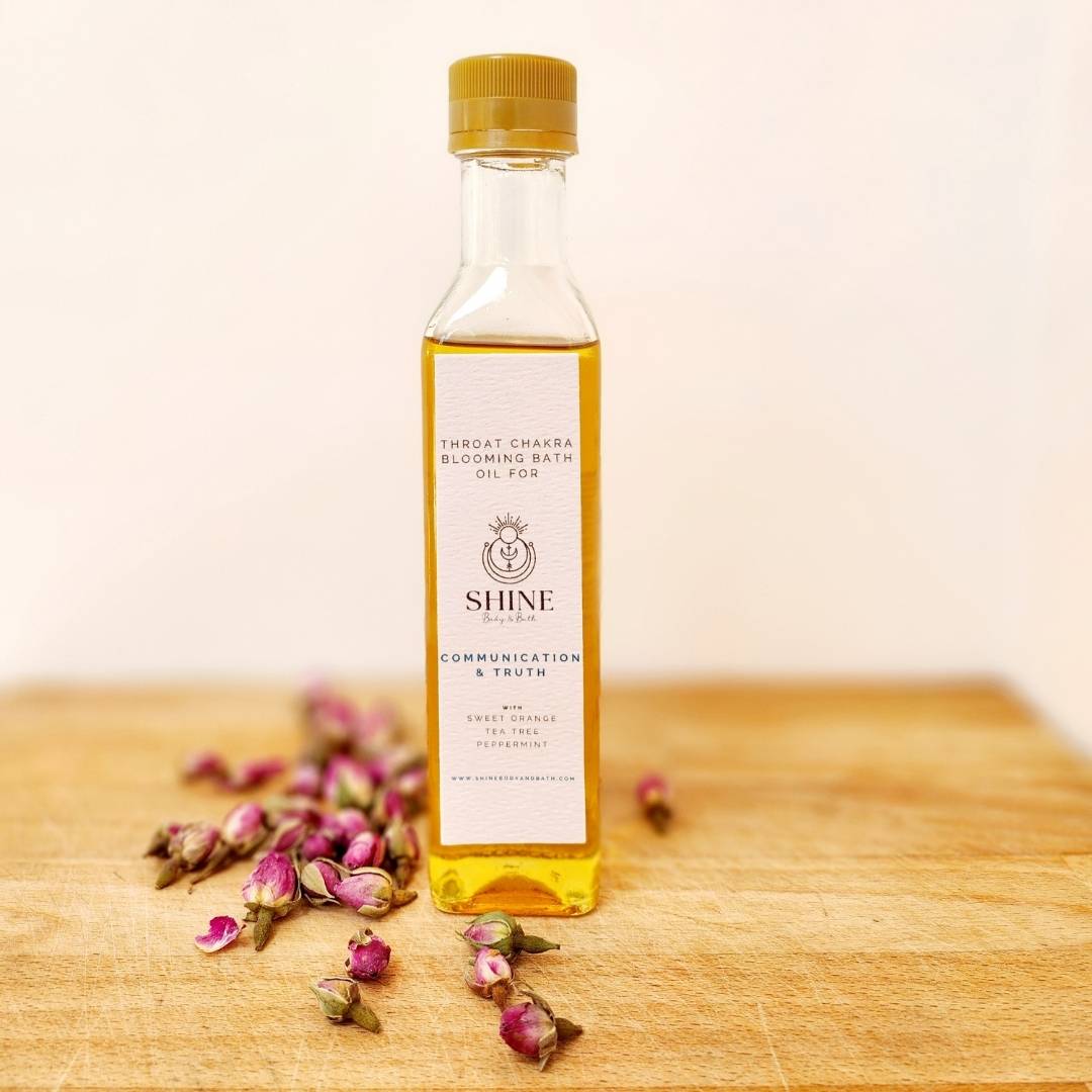 Throat Chakra Blooming Bath Oil feature image | Shine Body & Bath