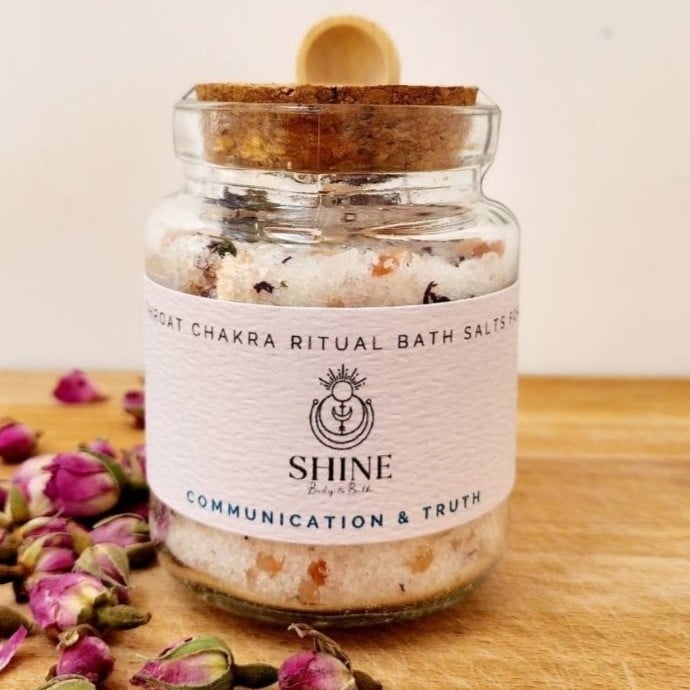 Throat Chakra Ritual Bath Salts - Jar feature image | Shine Body & Bath