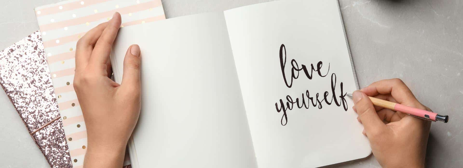 Journal with 'Love Yourself' written in script | My Morning Routine Detox | Shine Body & Bath Chakra Soap | Blog
