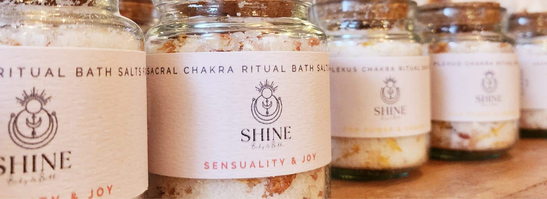The Chakra System for Beginners - Your Complete Guide | Picture of Shine Ritual bath salts in jars