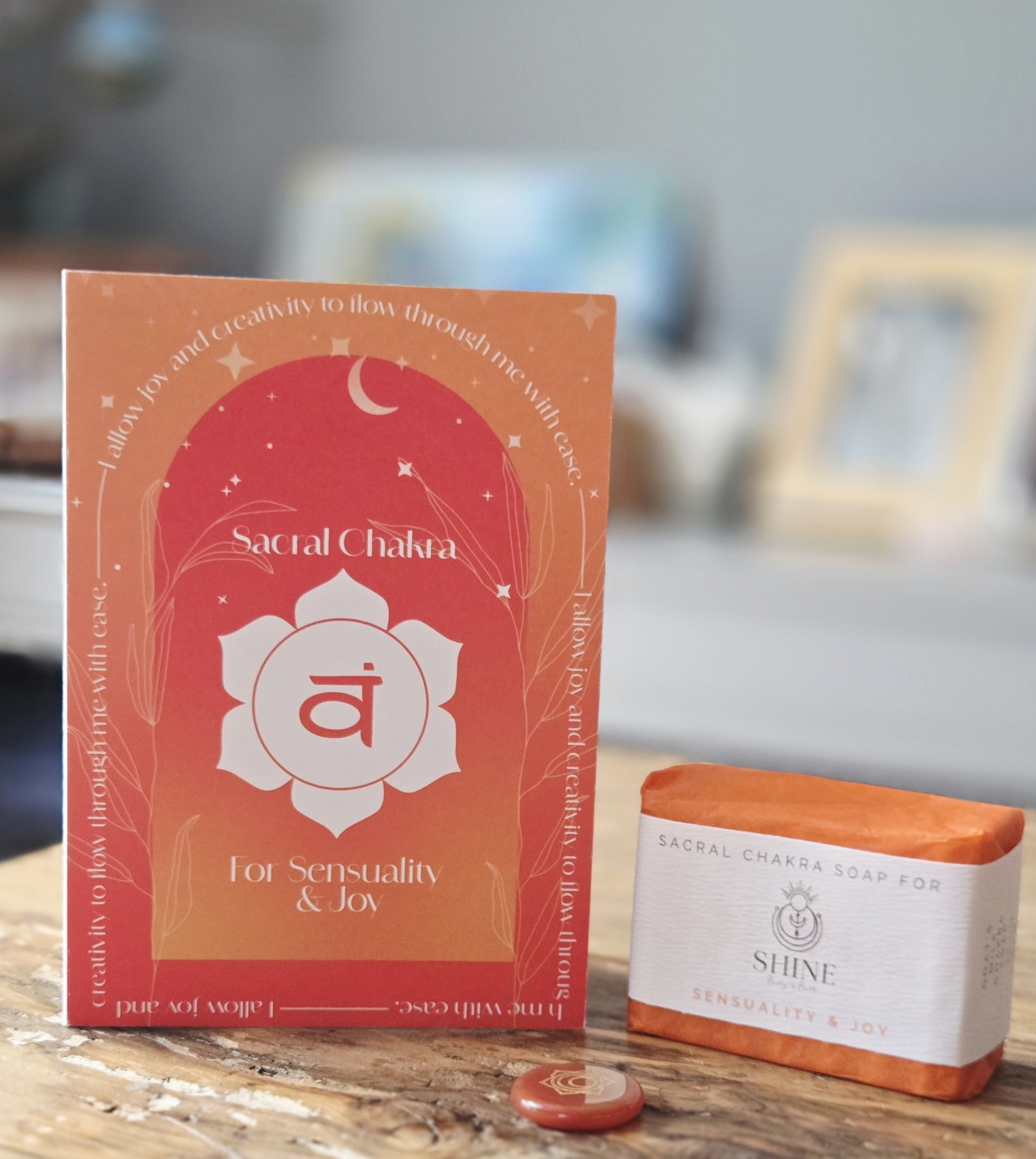 Manifesting vs Liberating Energy | Sacral Chakra Affirmation Greetings Card and soap