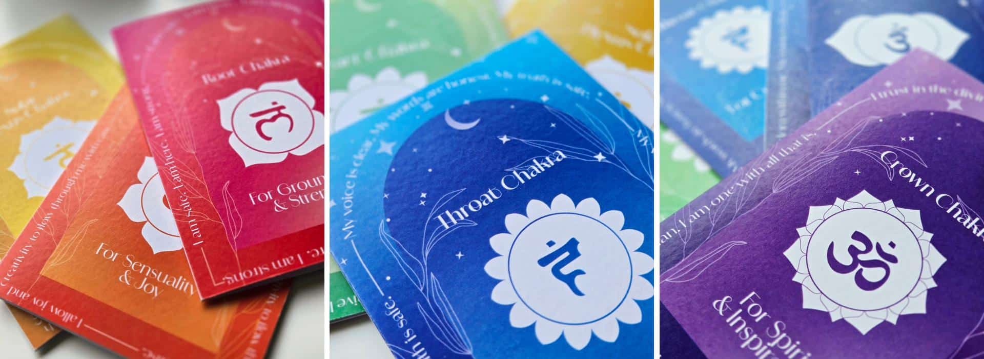 Chakra Affirmation Greetings Cards montage | 5 Inspiring Uses for Chakra Affirmation Greeting Cards | Shine Body & Bath